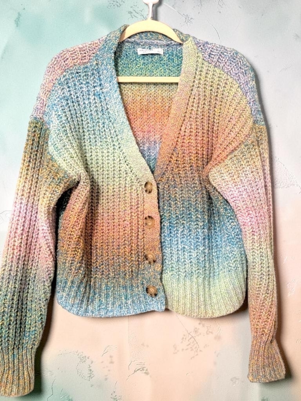 Arizona Jean Company Pastel Multicolor Knit Cardigan in Pink, Blue, Cream, Mint